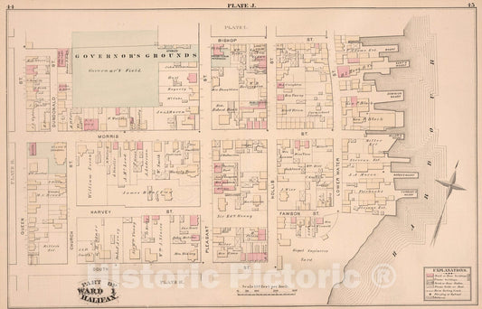 Historic Map : Plate J. Part of Ward 1, Halifax., 1878, Vintage Wall Art