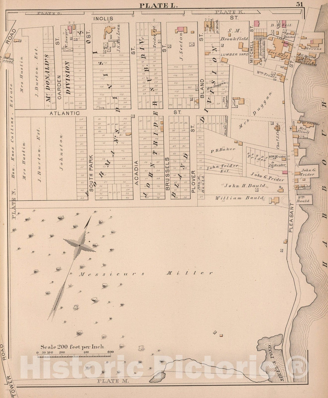 Historic Map : Plate L. (Part of Ward 1, Halifax)., 1878, Vintage Wall Art