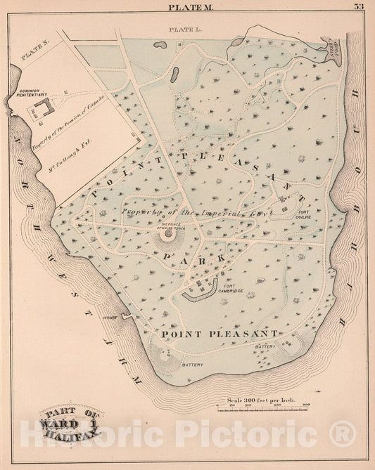 Historic Map : Plate M. Part of Ward 1, Halifax., 1878, Vintage Wall Art