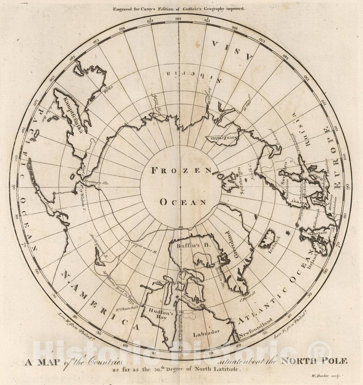 Historic Map : Map of the Countries situate about the North Pole., 1795, Vintage Wall Art