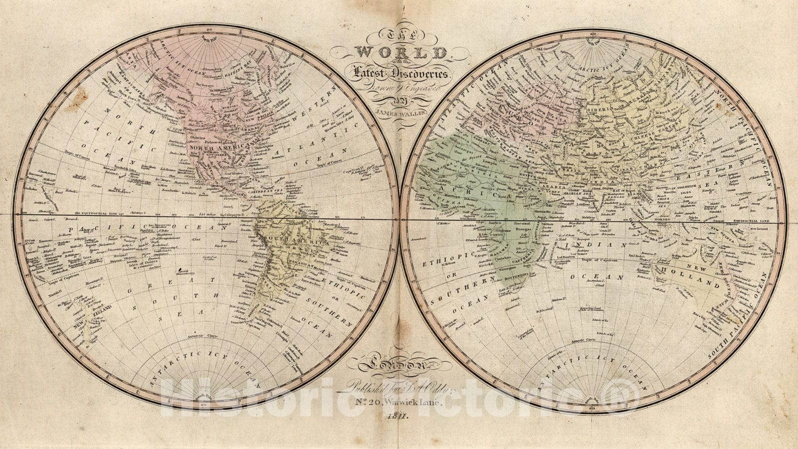 Historic Map : World with the Latest Discoveries., 1811, Vintage Wall Art