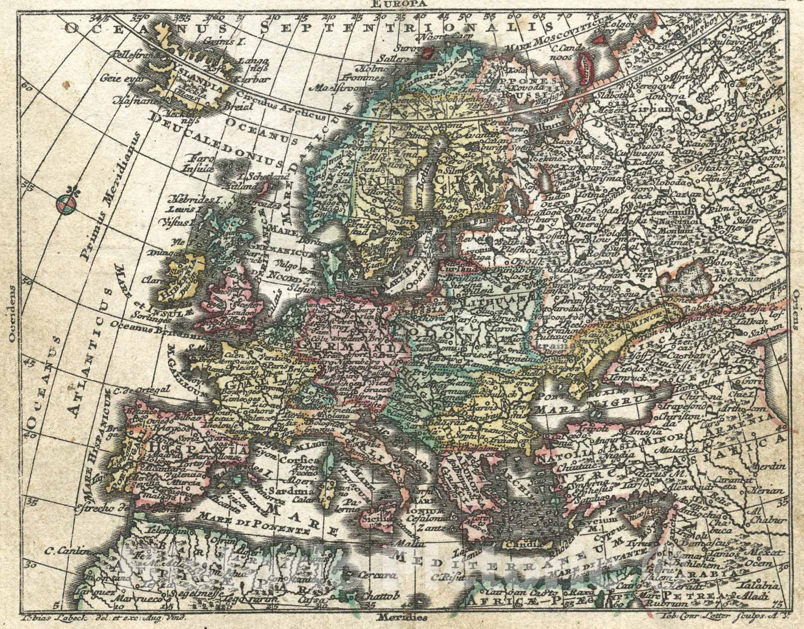 Historic Map : Europa, 1762, Vintage Wall Art