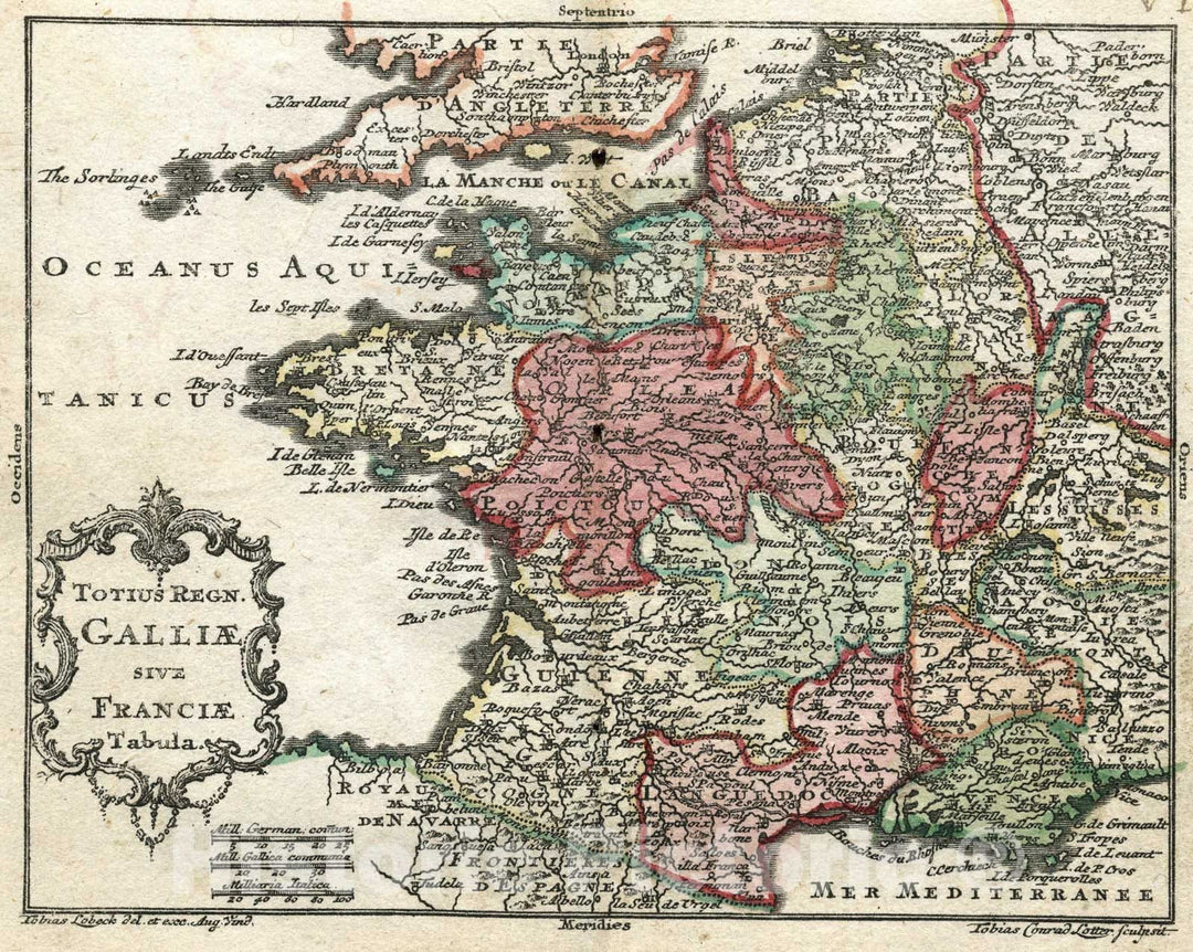 Historic Map : Totius Regn. Galliae Sivz France Tabula, 1762, Vintage Wall Art