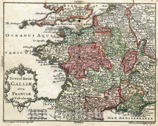 Historic Map : Totius Regn. Galliae Sivz France Tabula, 1762, Vintage Wall Art