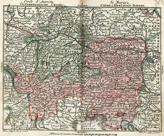 Historic Map : ?sterreichische Crais, Churf. u. Hertzogt Bayern, 1762, Vintage Wall Art