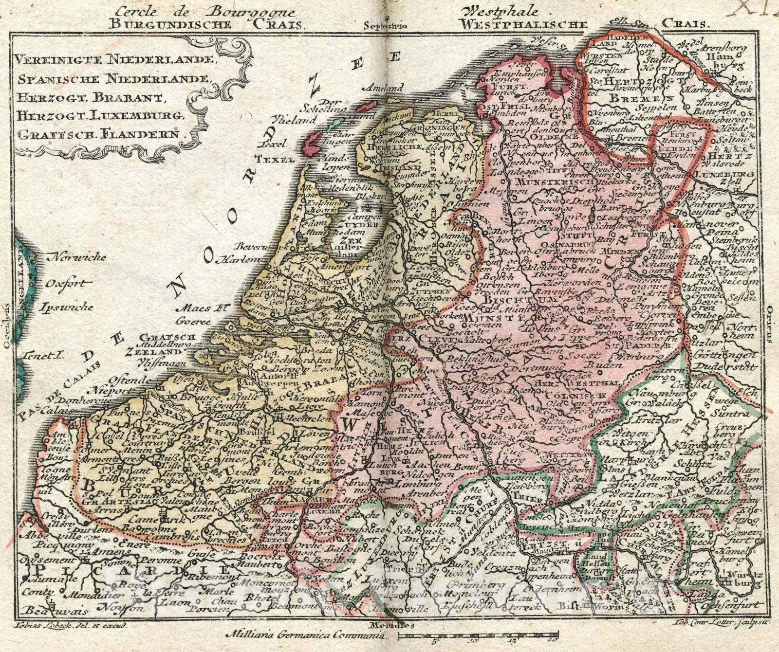 Historic Map : Burgundische Crais. Westphalishe Crais, 1762, Vintage Wall Art