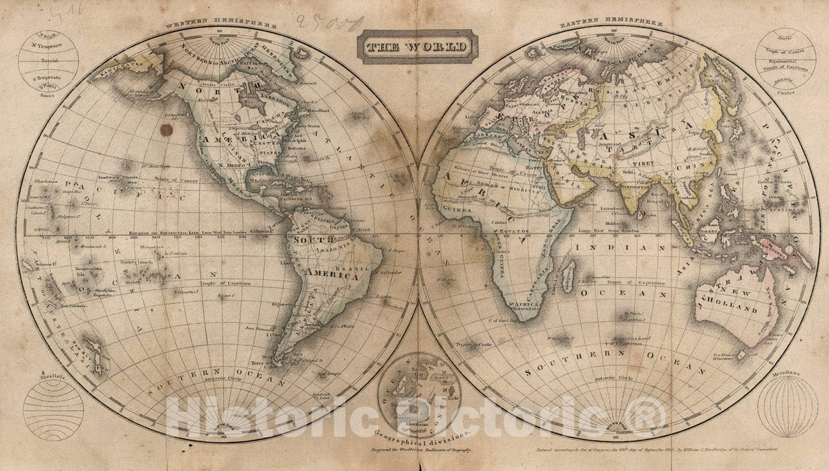 Historic Map : The World, 1821, Vintage Wall Art