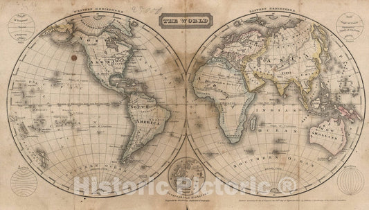 Historic Map : The World, 1821, Vintage Wall Art