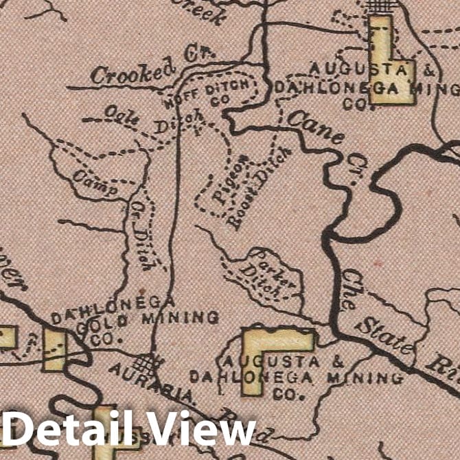 Dahlonega District, Georgia - Mining Map, 1880 - Historical Map Print
