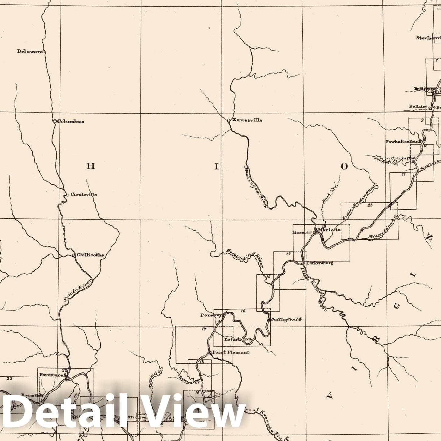 Historic Map : Index Map: No. 1. Diagram accompanying map of the Ohio River, 1881, Vintage Wall Art