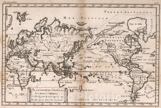 Historic Map : Planisphere general, 1780, Vintage Wall Art