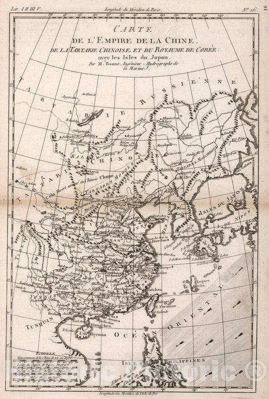 Historic Map : Carte de l'Empire de la Chine, 1780, Vintage Wall Art