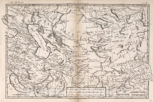 Historic Map : Carte de la Perse, de la Georgie, et de la Tartarie Independante, 1780, Vintage Wall Art