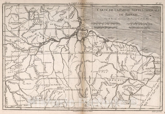 Historic Map : Carte de la partie Septentrionale du Bresil, 1780, Vintage Wall Art