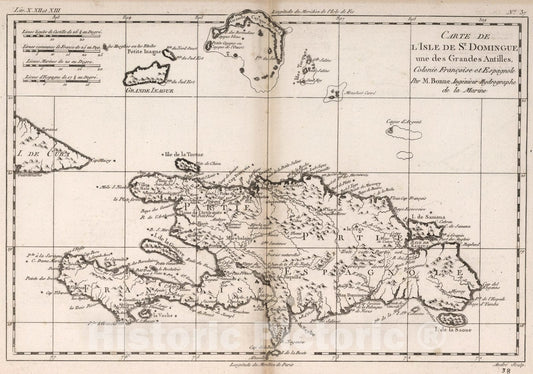 Historic Map : Carte de L'Isle de St. Domingue, 1780, Vintage Wall Art