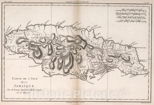 Historic Map : Carte de L'Isle de la Jamaique, 1780, Vintage Wall Art