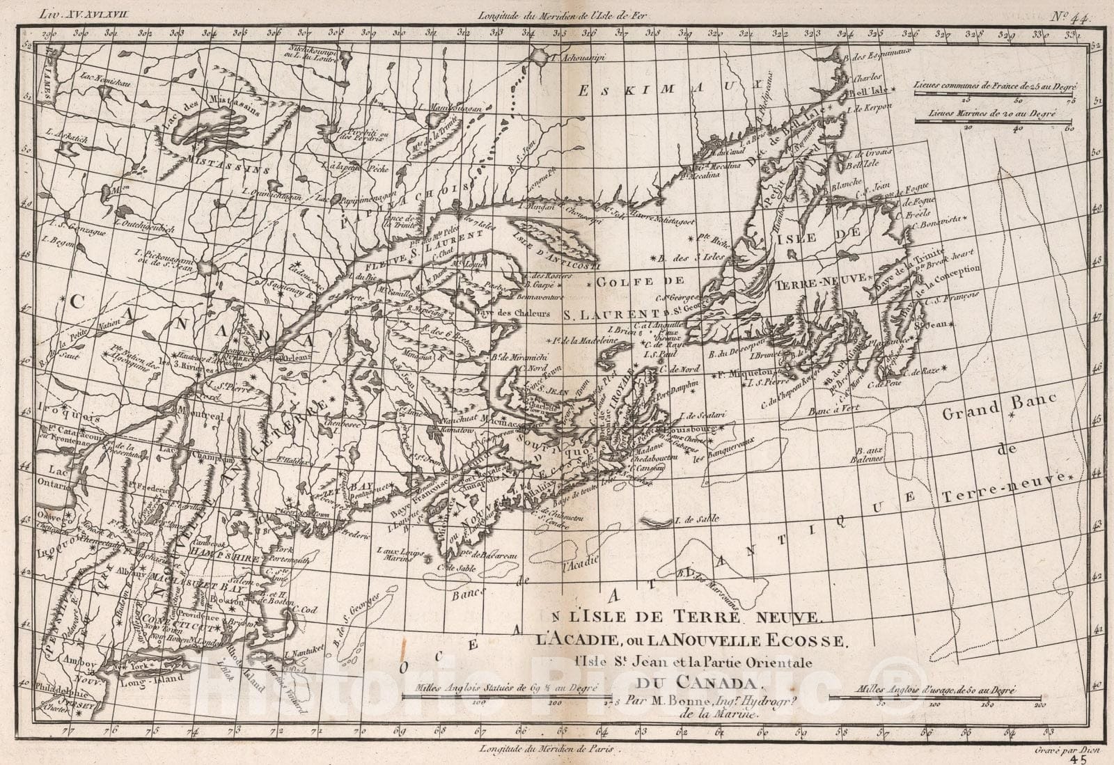 Historic Map : L'Isle de Terre Neuve, 1780, Vintage Wall Art