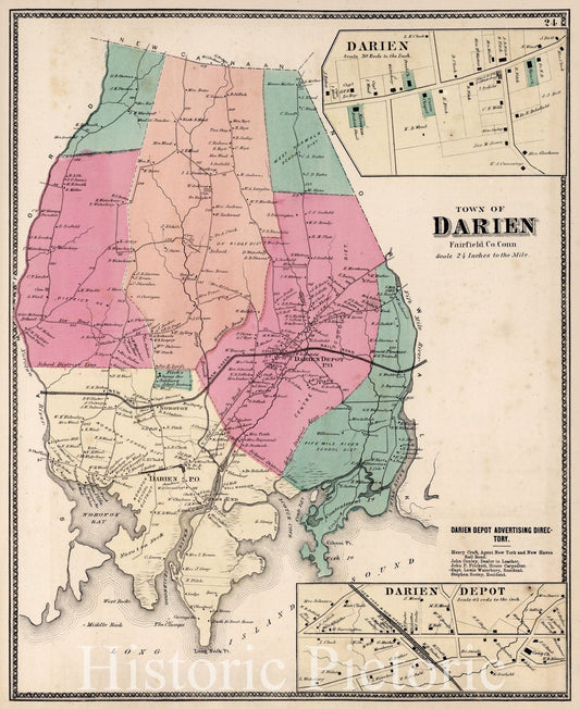 Darien, Fairfield County, Connecticut - Property Map, 1867