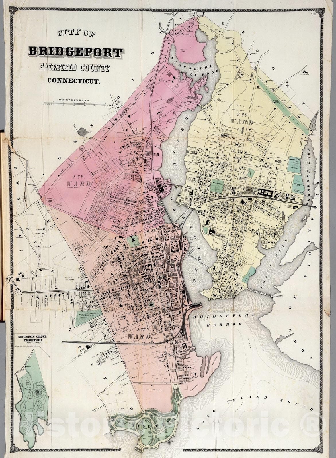 Historic Map : City of Bridgeport, Connecticut., 1867, Vintage Wall Art