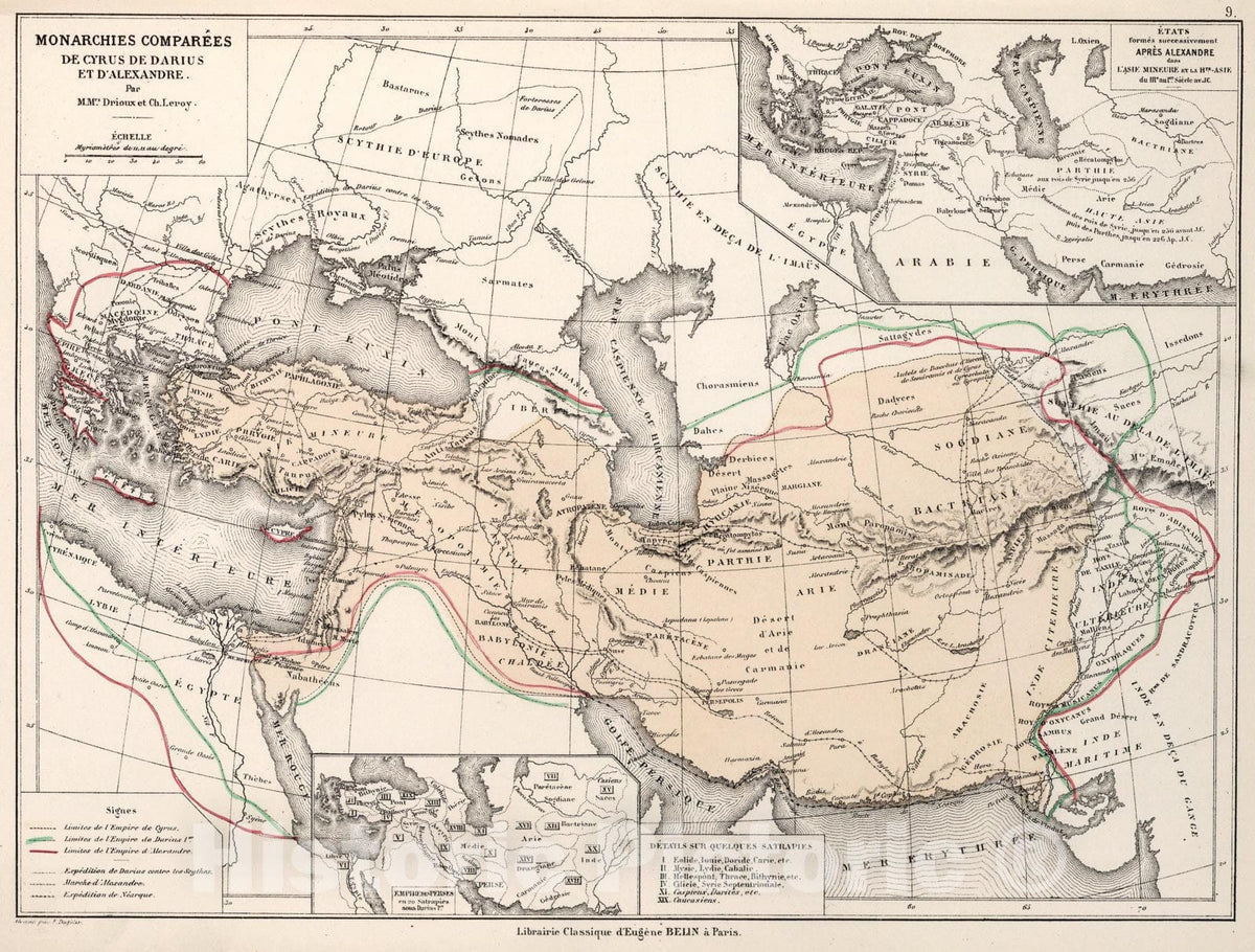 Historic Map : Monarchies comparees ; de Cyrus de Darius et d'Alexandre, 1886, Vintage Wall Art