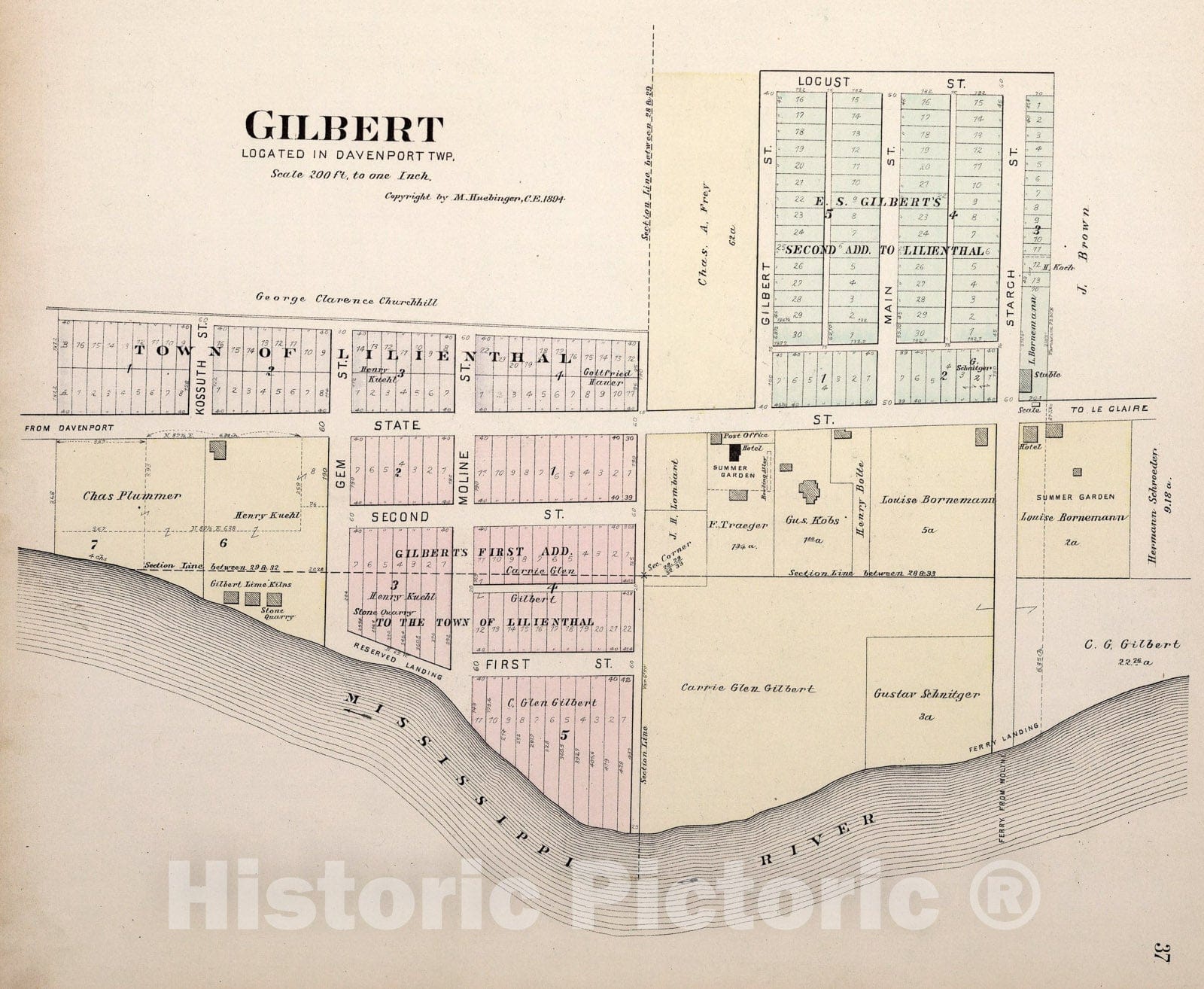 Historic Map : Gilbert, Iowa., 1894, Vintage Wall Art