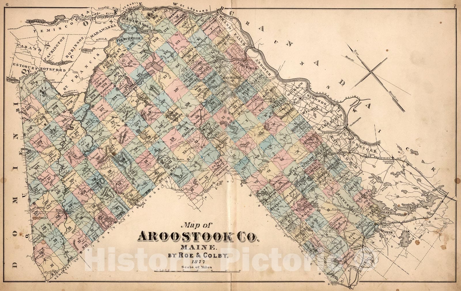 Historic Map : Aroostook County, Maine. By Roe & Colby, 1877., 1877, Vintage Wall Art