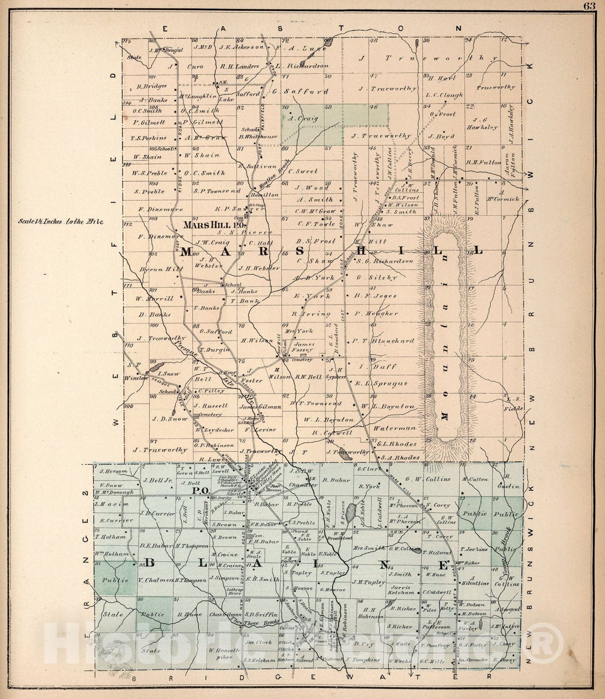 Mars Hill, Blaine, Aroostook County, Maine - Property Map, 1877