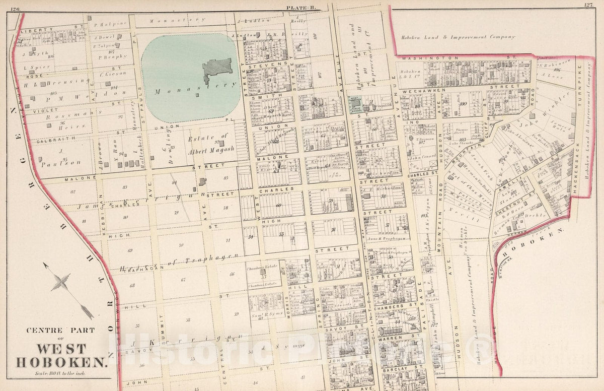 West Hoboken, New Jersey - Plate No. B, 1873 - Historical Map Print