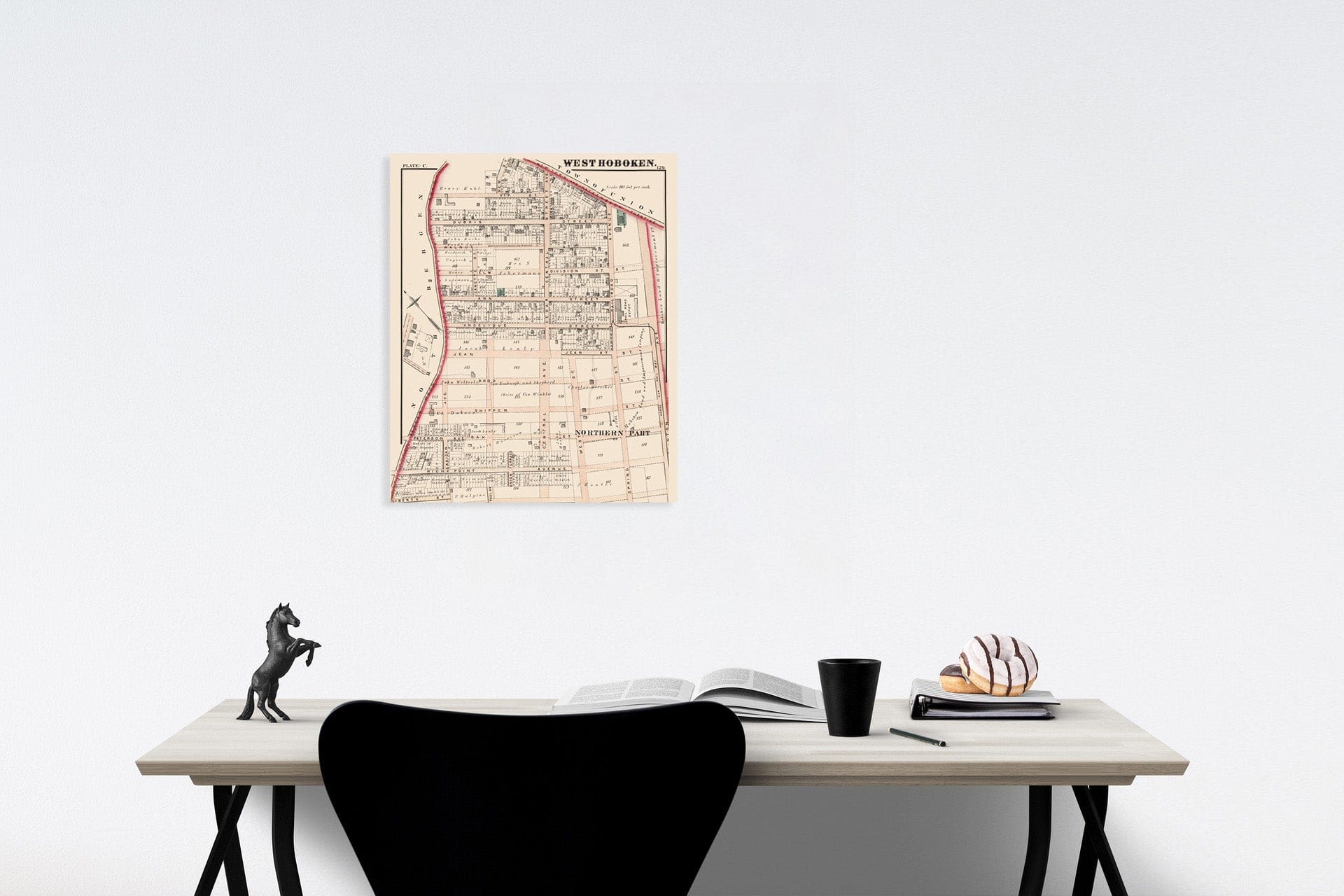 West Hoboken, New Jersey - Plate No. C, 1873 - Cadastral Map Print