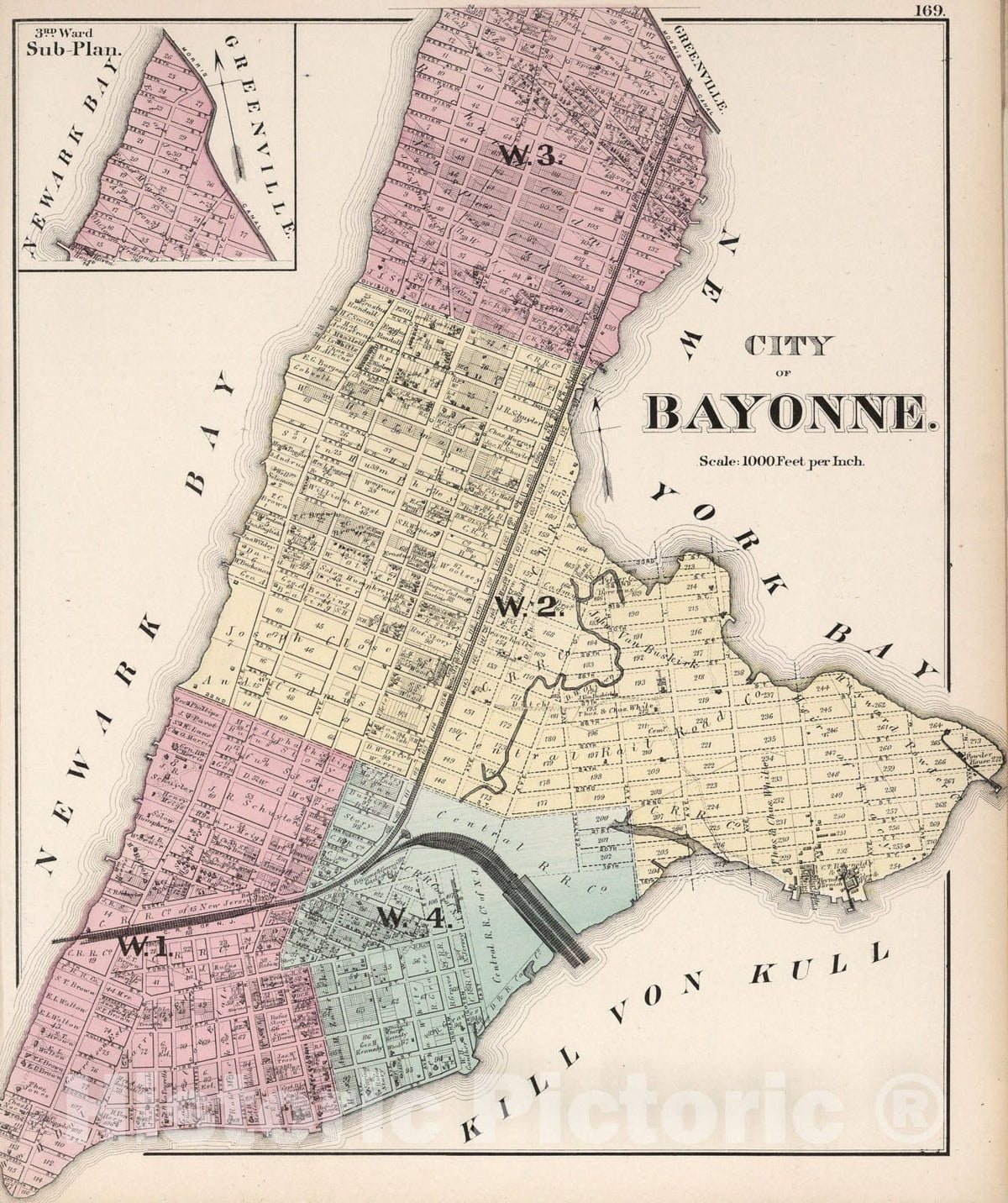 Historic Map : City of Bayonne., 1873, Vintage Wall Art