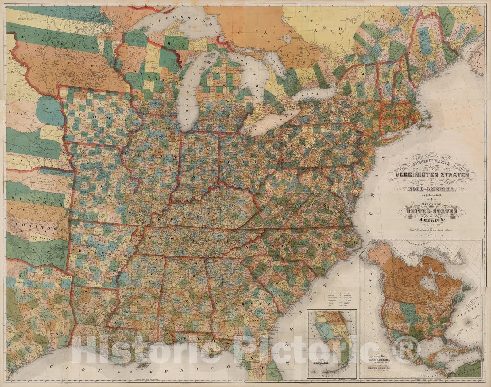 Historic Map : Composite: United States., 1852, Vintage Wall Art