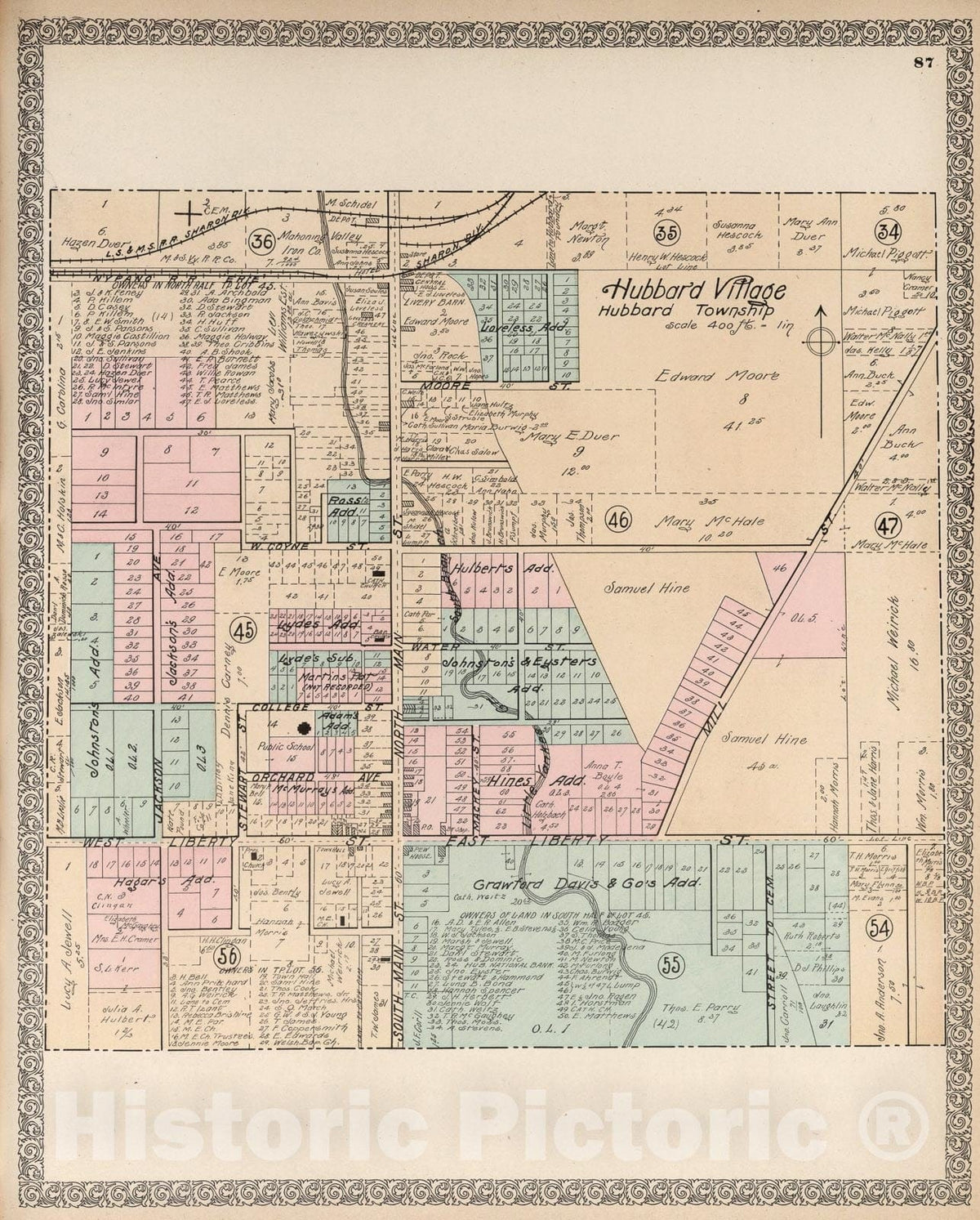 Historic Map : Hubbard Village, Ohio., 1899, Vintage Wall Art