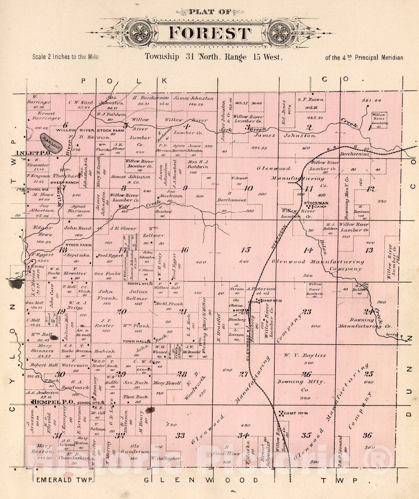 Historic Map : Forest, Saint Croix County, Wisconsin., 1897, Vintage Wall Art