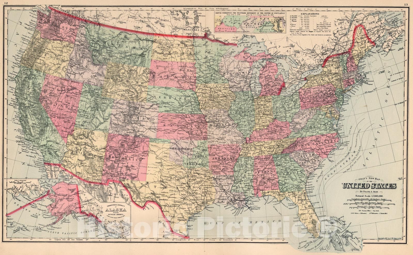 Historic Map : United States., 1897, Vintage Wall Art