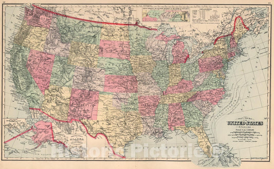 Historic Map : United States., 1897, Vintage Wall Art