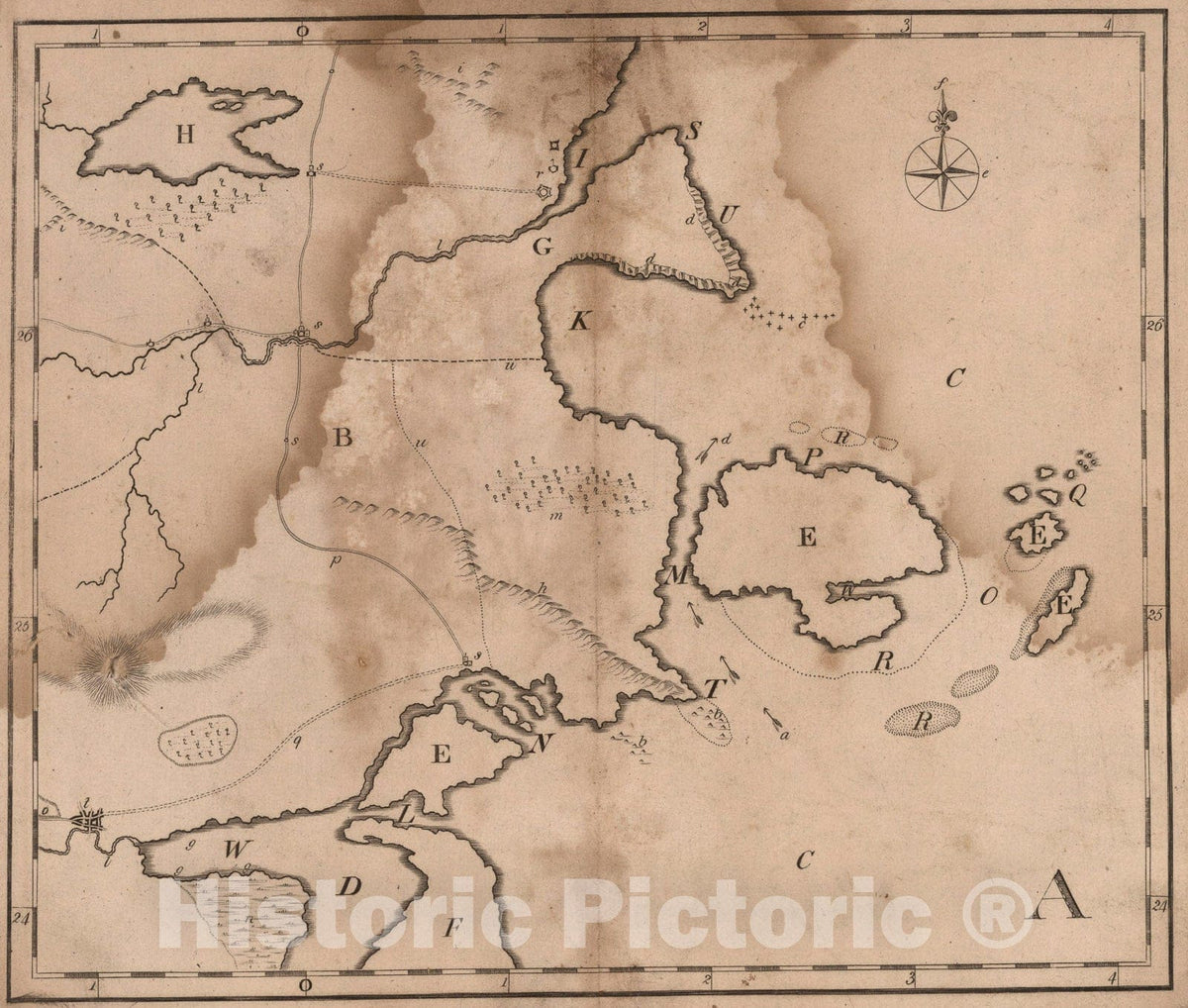 Historic Map : A: Untitled landform map, 1807, Vintage Wall Art