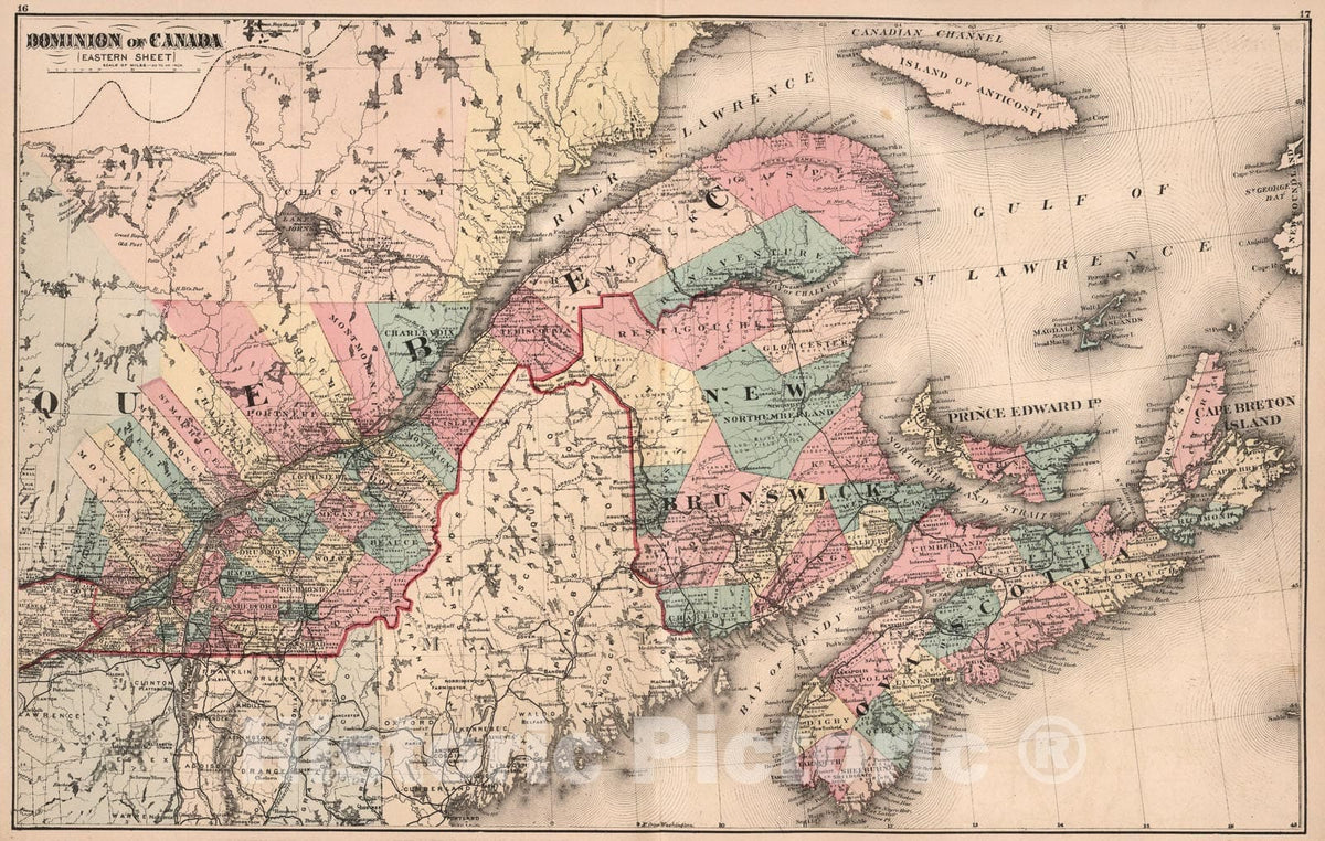 Historic Map : Dominion of Canada (Eastern Sheet)., 1879, Vintage Wall Art