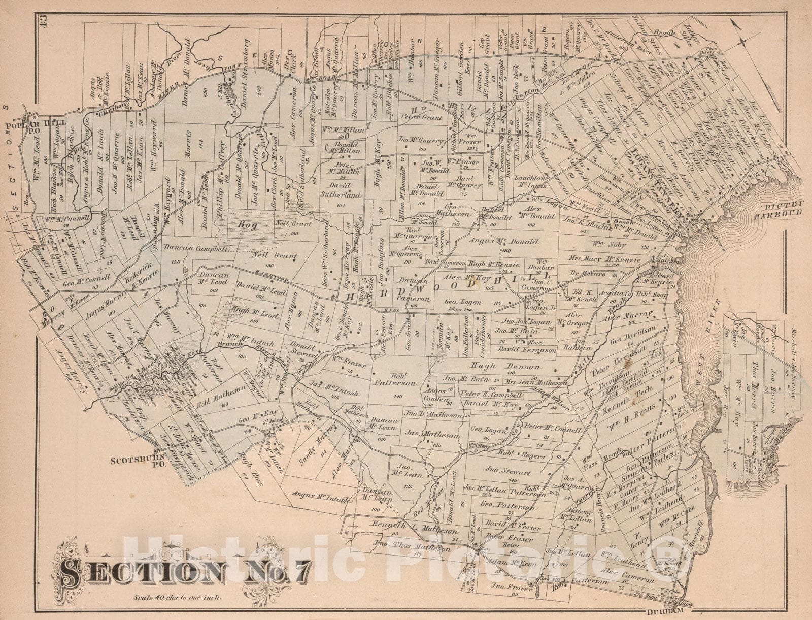 Historic Map : Section No. 7, Pictou County, Nova Scotia., 1879, Vintage Wall Art