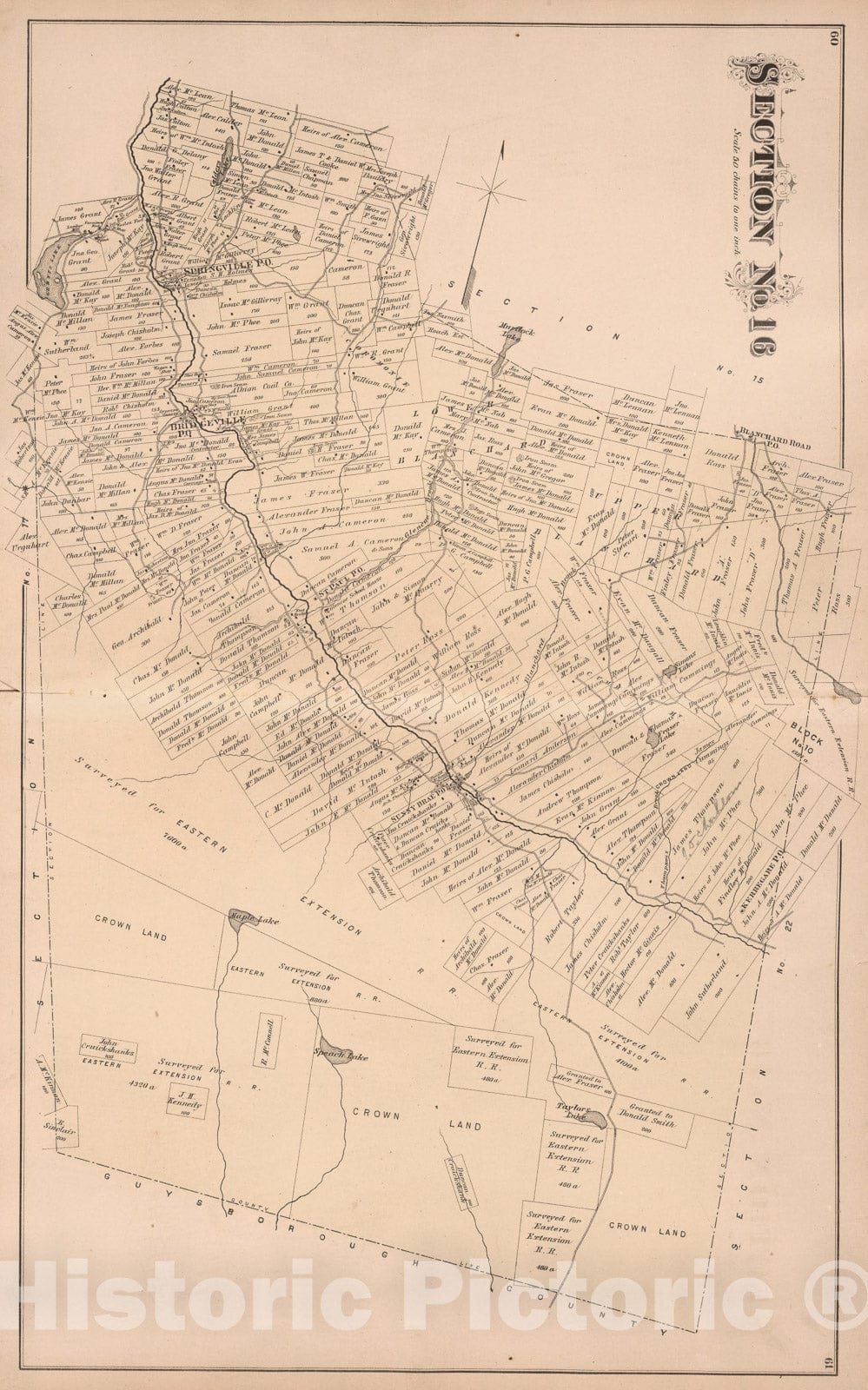Historic Map : Section No. 16, Pictou County, Nova Scotia., 1879, Vintage Wall Art