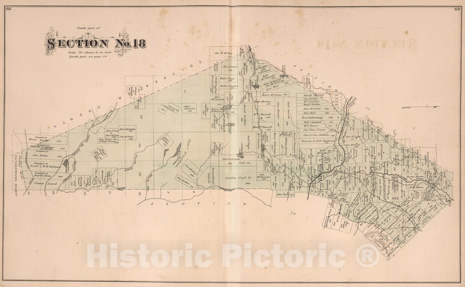 Historic Map : Section No. 18, Pictou County, Nova Scotia., 1879, Vintage Wall Art