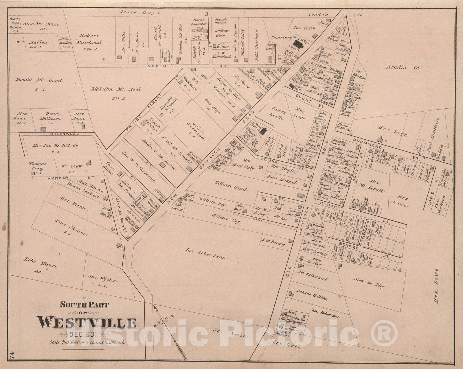 Historic Map : South Part of Westville, Sec. 23, Nova Scotia., 1879, Vintage Wall Art