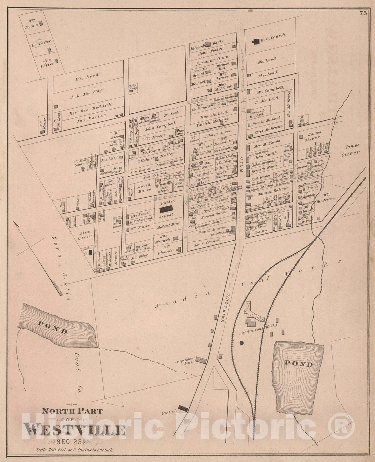 Historic Map : North Part of Westville, Sec. 23, Nova Scotia., 1879, Vintage Wall Art