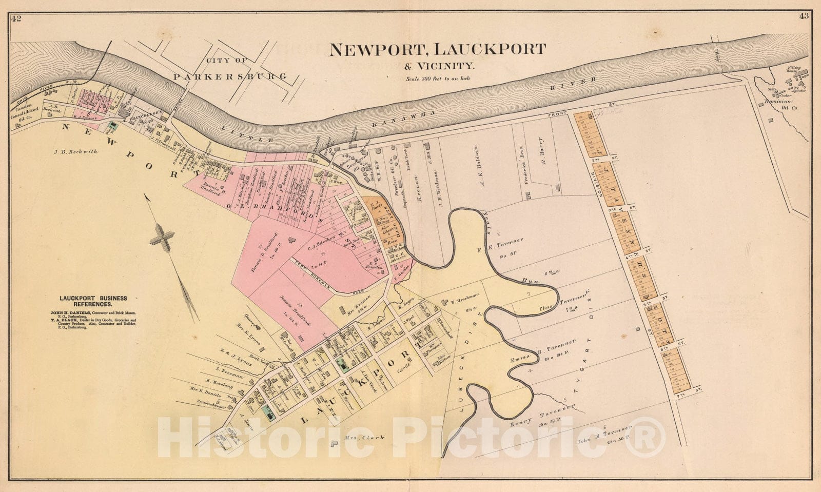 Historic Map : Newport, Lauckport & Vicinity, West Virginia., 1886, Vintage Wall Art