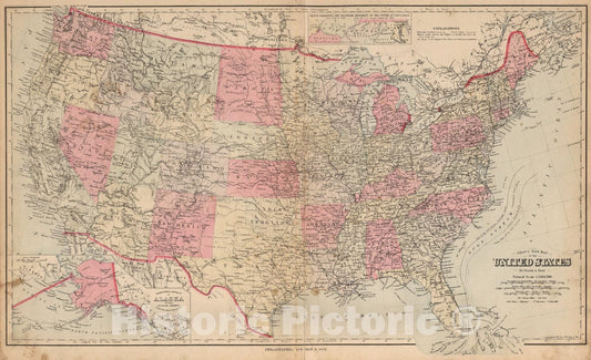 Historic Map : United States., 1879, Vintage Wall Art