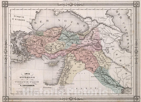 Historic Map : Asie Ottomane or Turquiene D'Asie., 1852, Vintage Wall Art