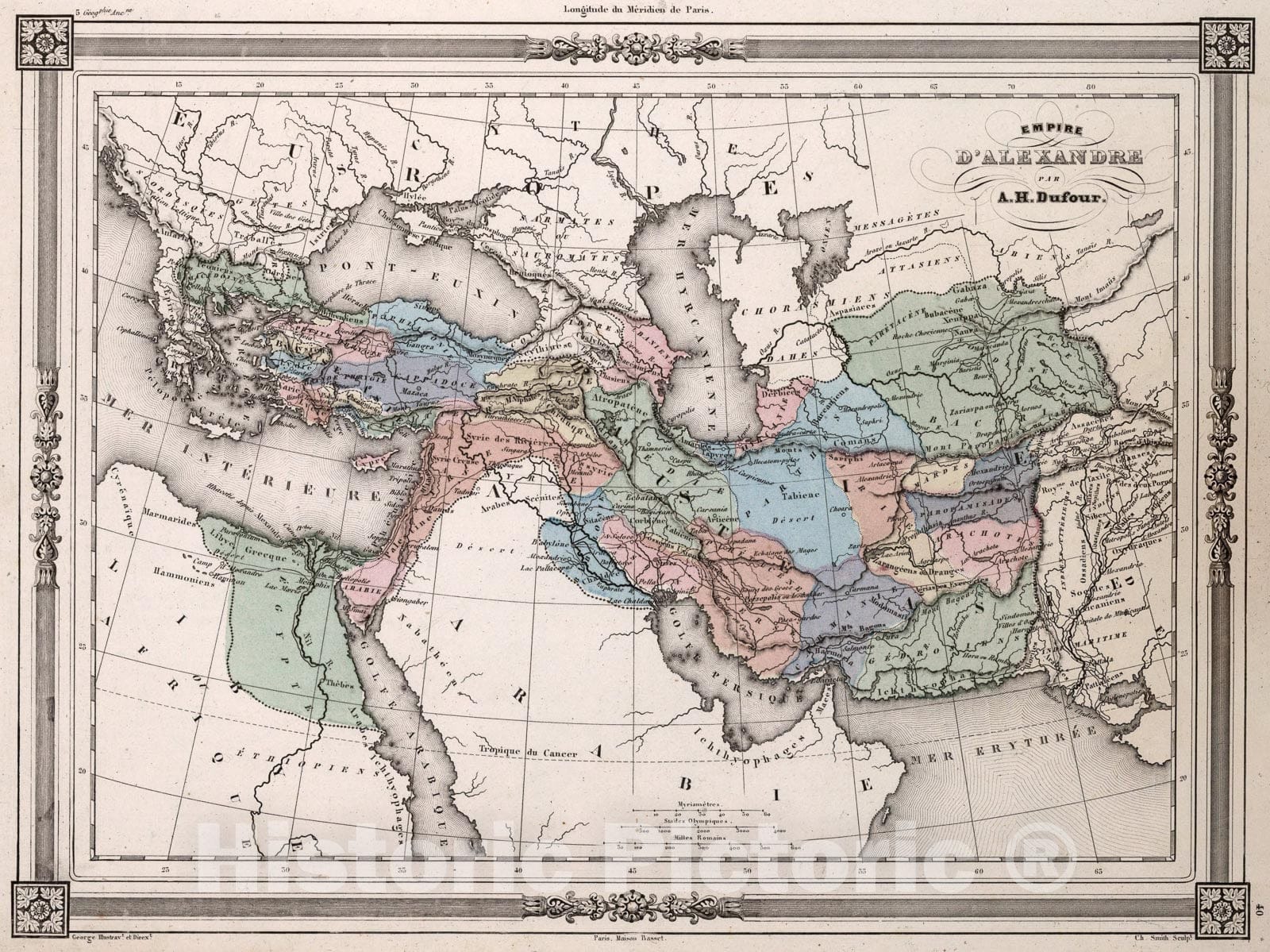 Historic Map : Empire D'Alexandre., 1852, Vintage Wall Art