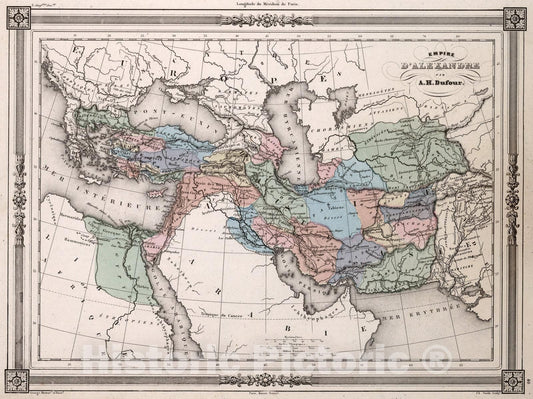 Historic Map : Empire D'Alexandre., 1852, Vintage Wall Art