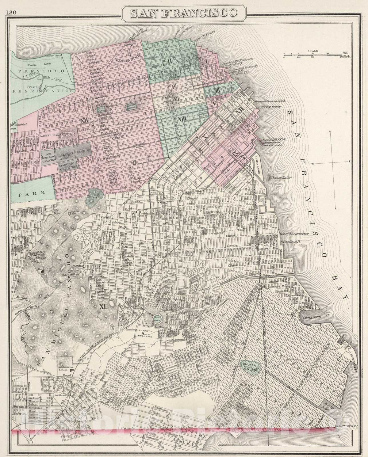 Historic Map : San Francisco., 1878, Vintage Wall Art