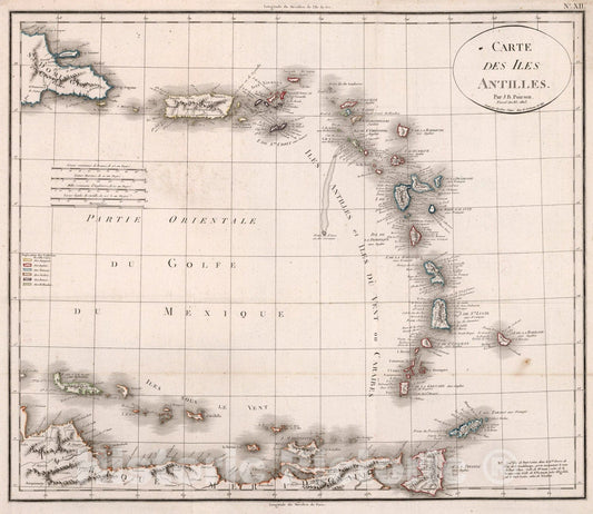 Historic Map : Carte des iles Antilles. Par J.B. Poirson . Nivose An XI, 1803, 1803, Vintage Wall Art