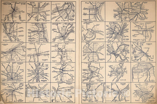 Historic Map : Principal map of cities, 1927, Vintage Wall Art